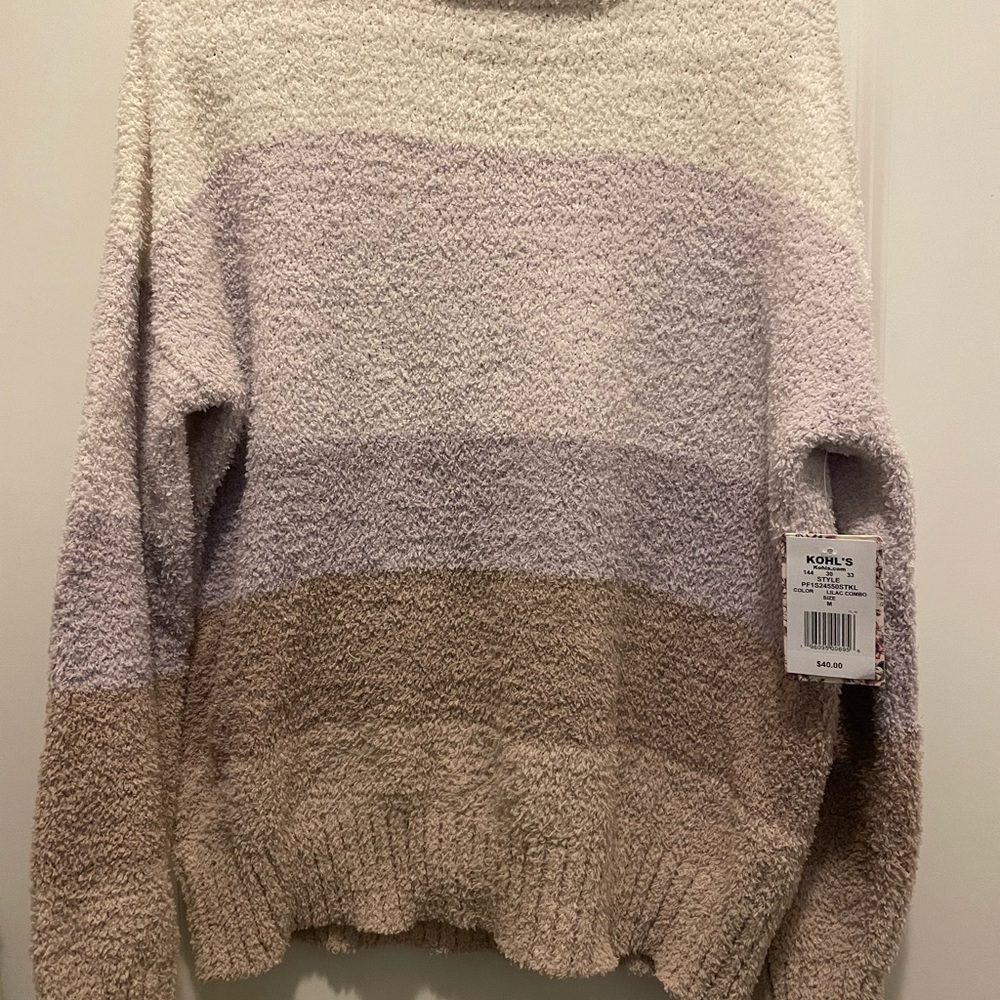 Pink Republic Cream and Purple Cowl Neck Sweater